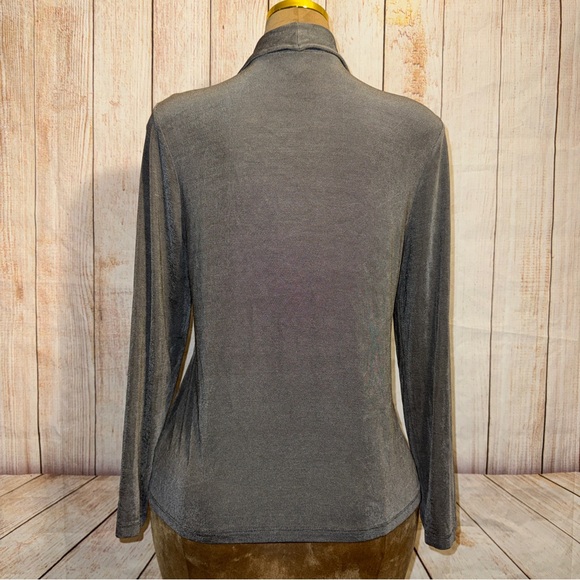 Chico's Travelers Steel Cross Dye Double Lapel Jacket Gray- Sz 2 L/12 Cardigan - Picture 5 of 8